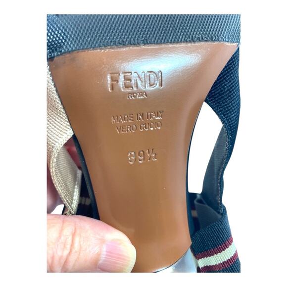 Fendi Colibrì Multi NIB Nylon Strappy EU 39 1/2 US 9.5 Slingback Heels Sandals - Picture 5 of 15